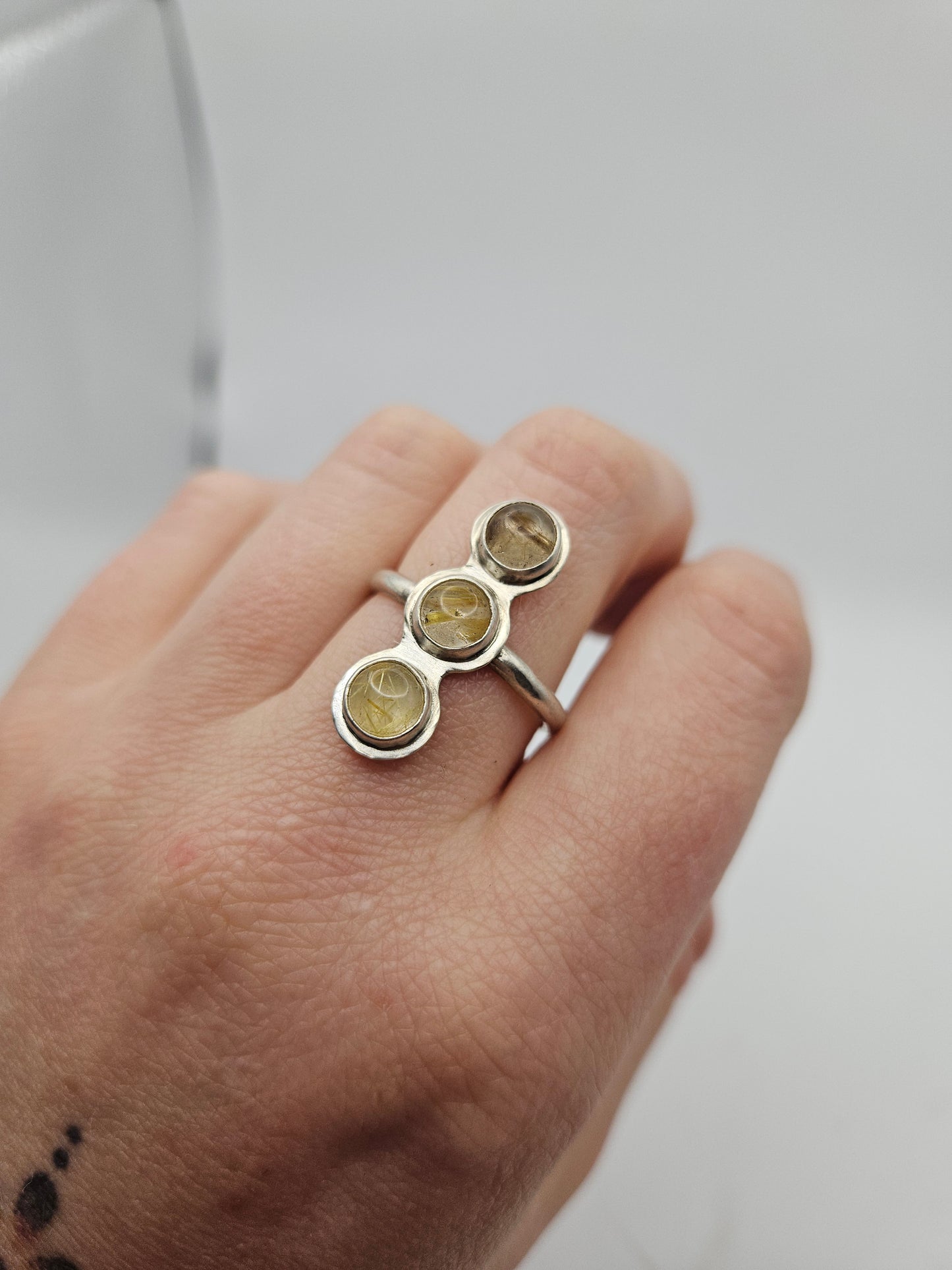 Rutilated Quartz Ring - Size R 3/4