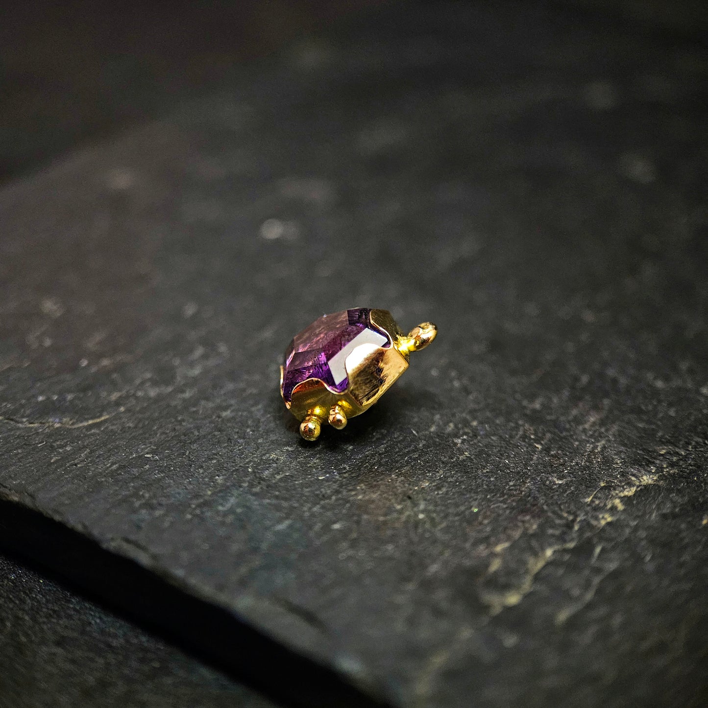 Celestial Starlight- Amethyst set in 14ct solid gold - 14g threaded end.