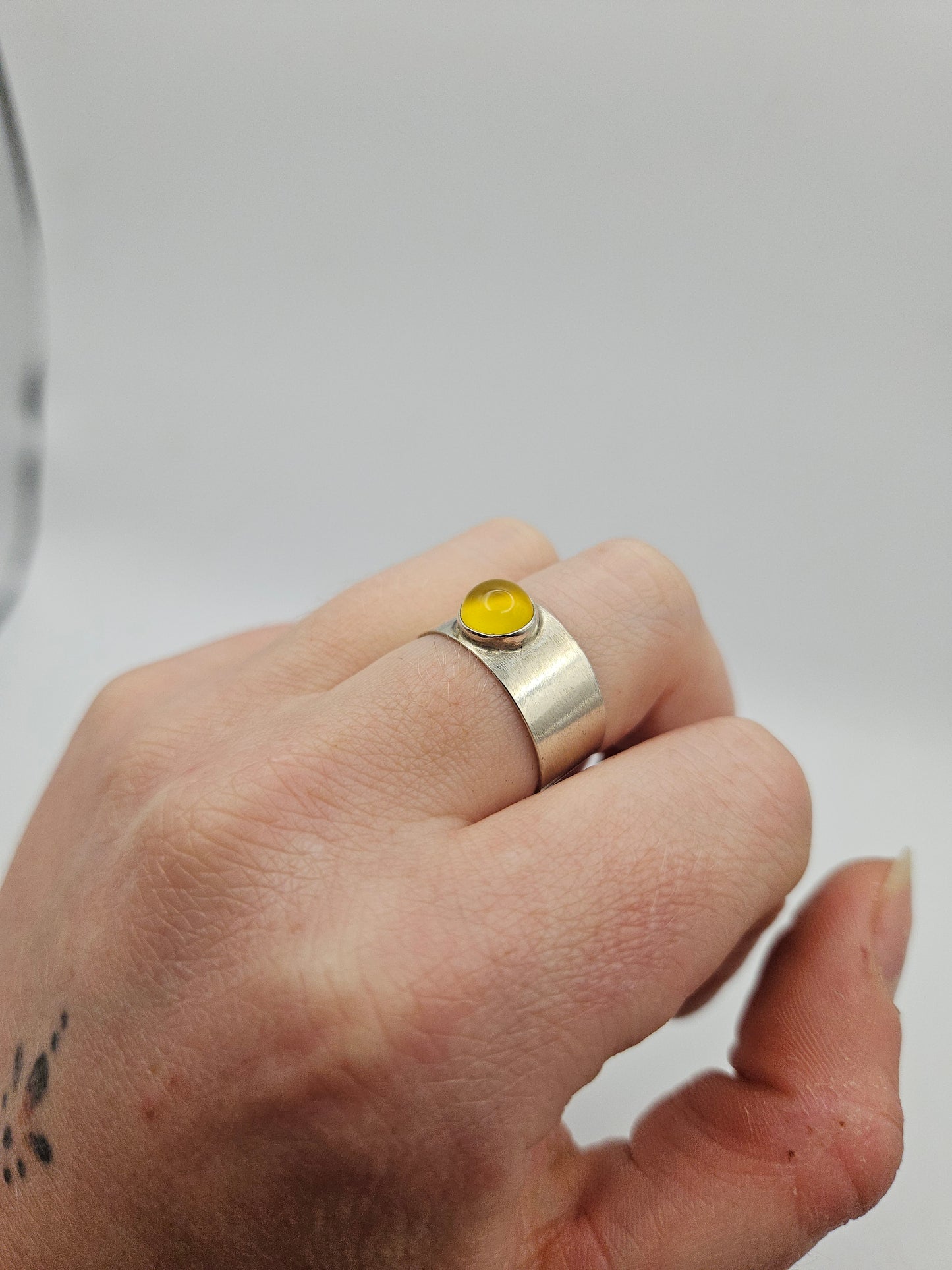 Yellow Chalcedony ring - Size Q
