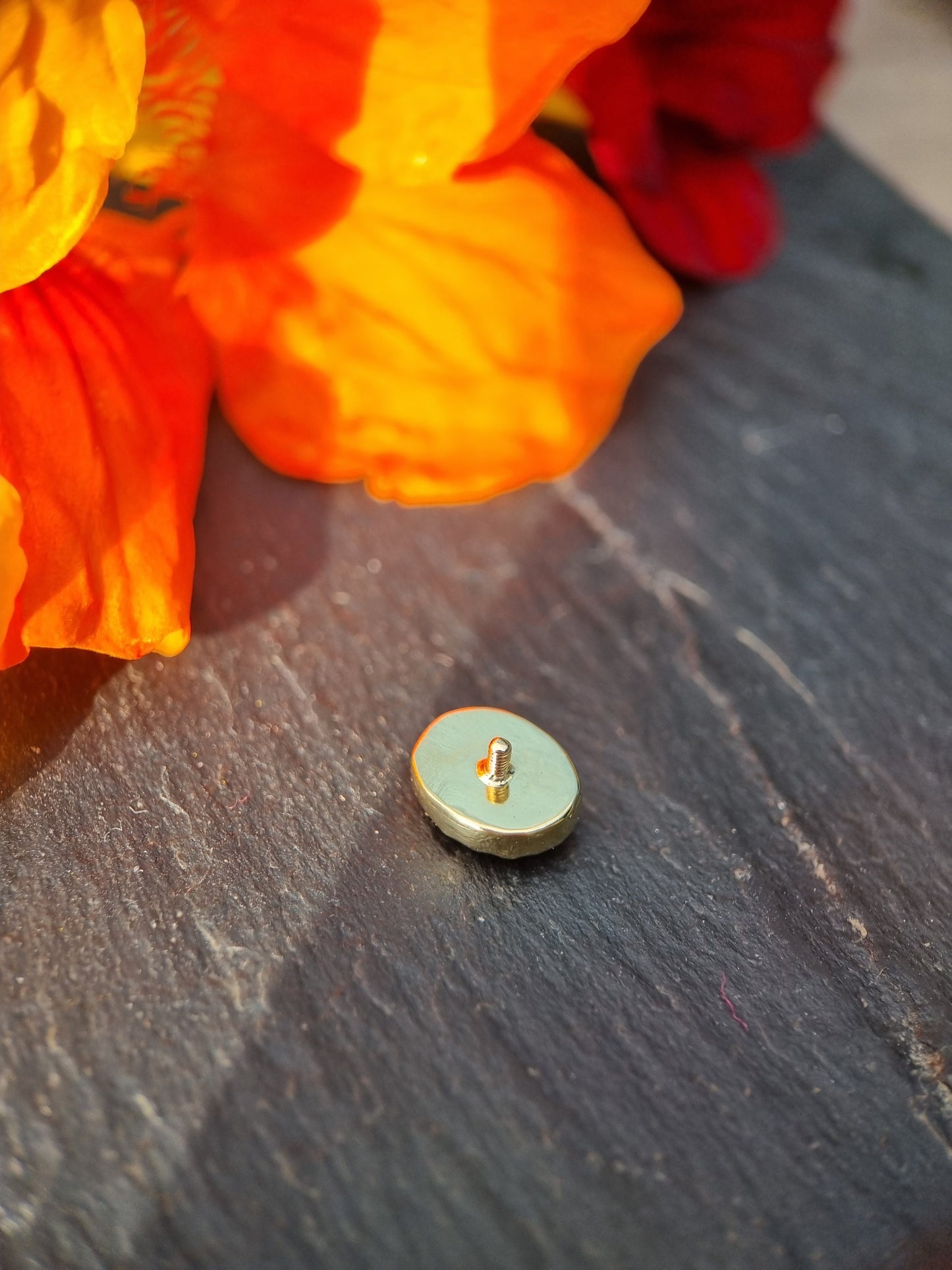 The Denim One - Mosaic opal in 18ct solid gold 14g threaded end.