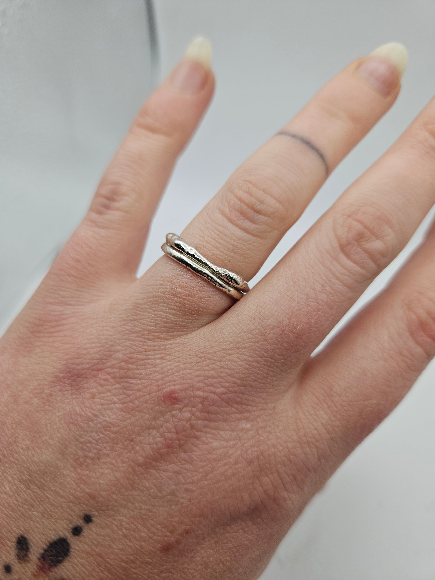 Molten double silver band - Size L