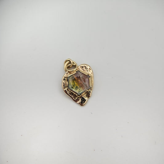 Watermelon Tourmaline set in solid 9ct yellow gold  - Charm