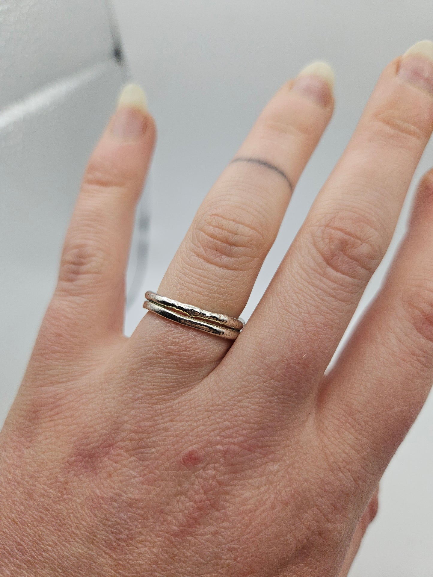 Molten double silver band - Size L