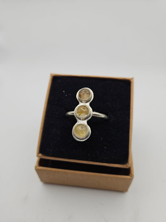 Rutilated Quartz Ring - Size R 3/4