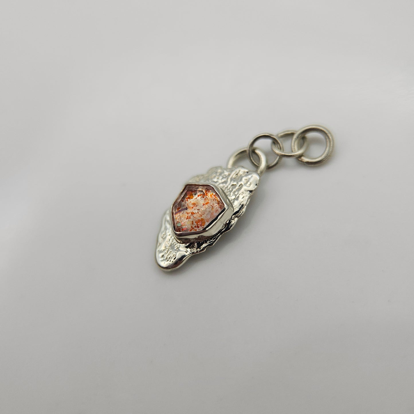 Confetti Sunstone set in solid 9ct white gold  - Charm