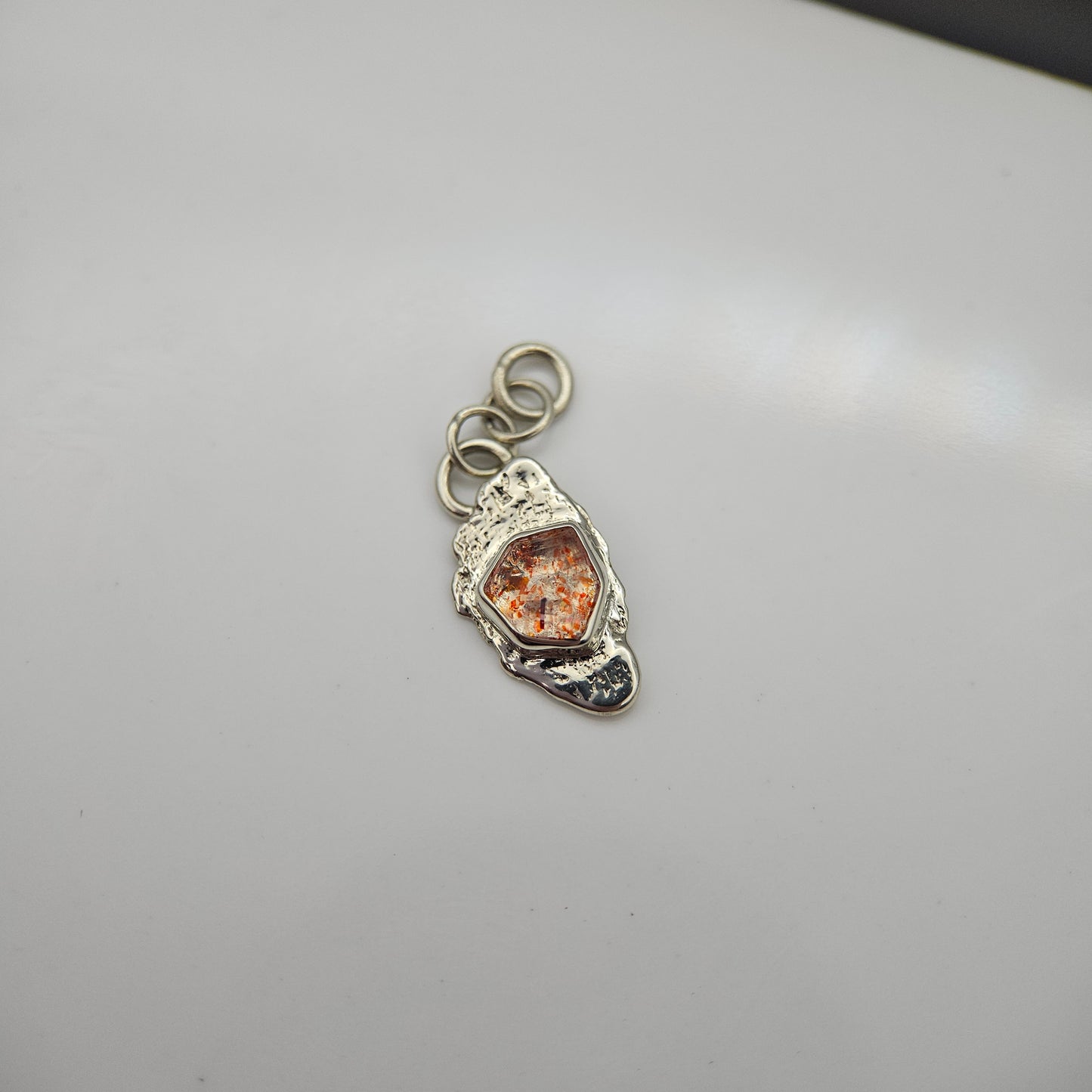 Confetti Sunstone set in solid 9ct white gold  - Charm