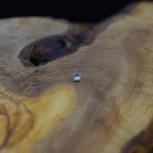9ct white gold Labradorite - 14g threaded.