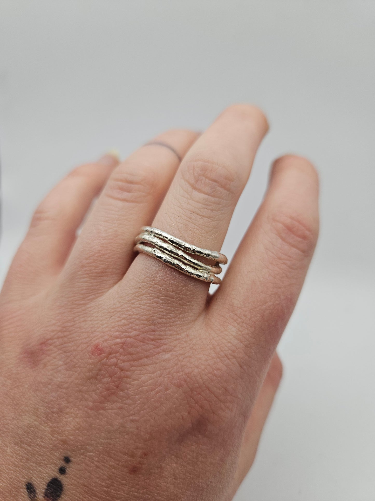 Molten triple silver band - Size O (UK)
