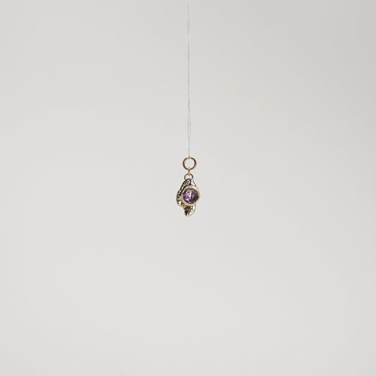 Abstract Charm - Amethyst set 9ct solid yellow gold - Charm