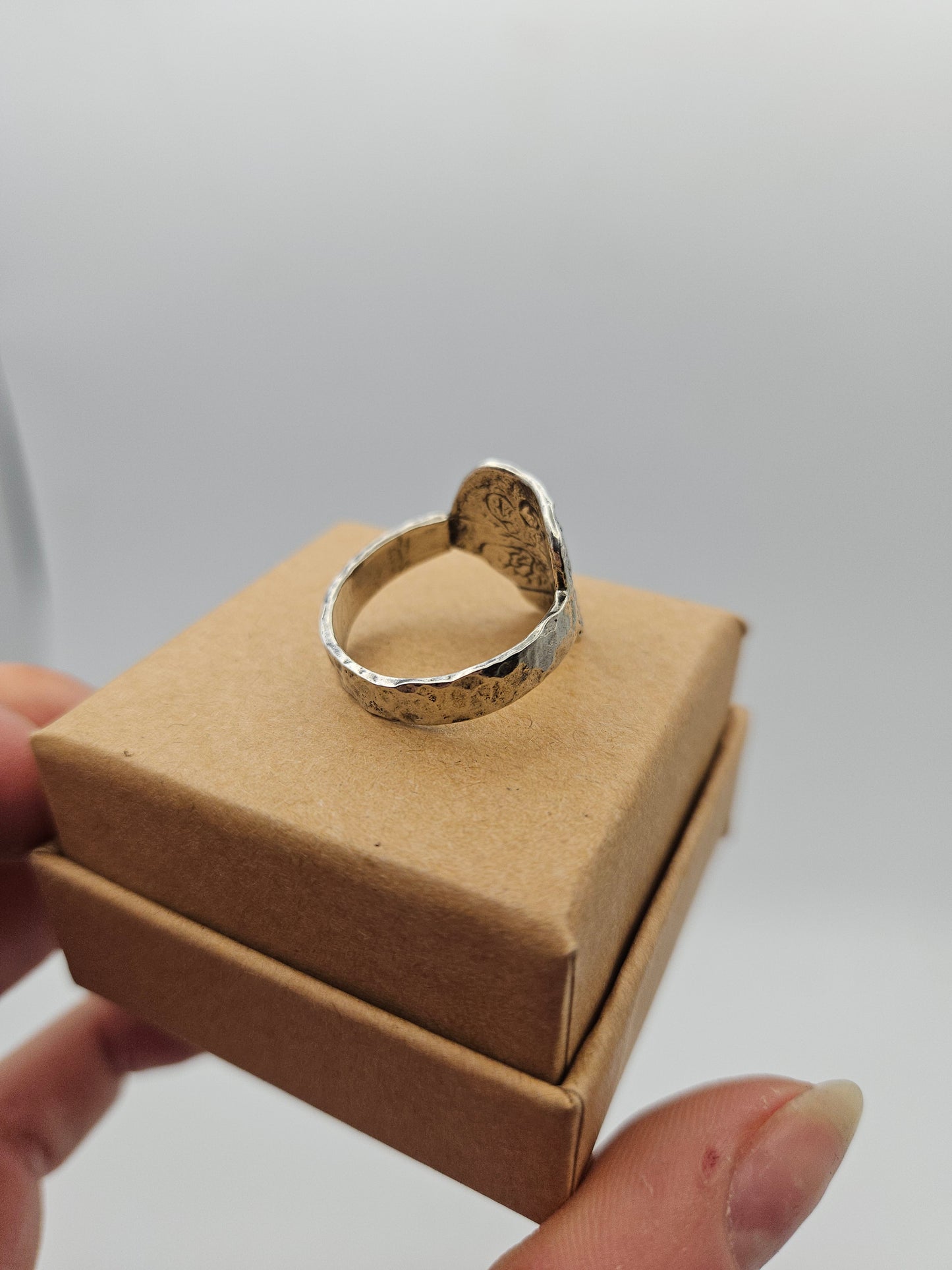 Textured silver band - Size R