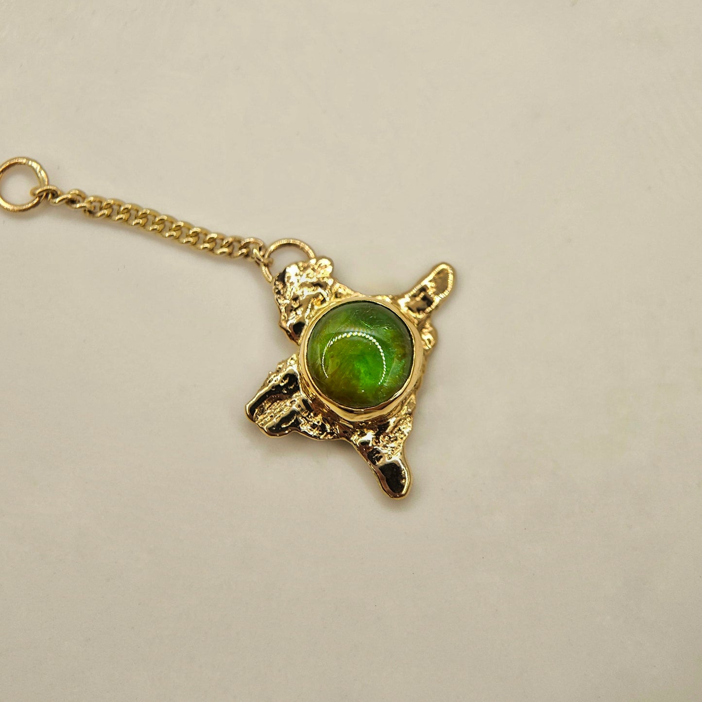 Green Paraiba Tourmaline set in solid 9ct yellow gold  - Charm