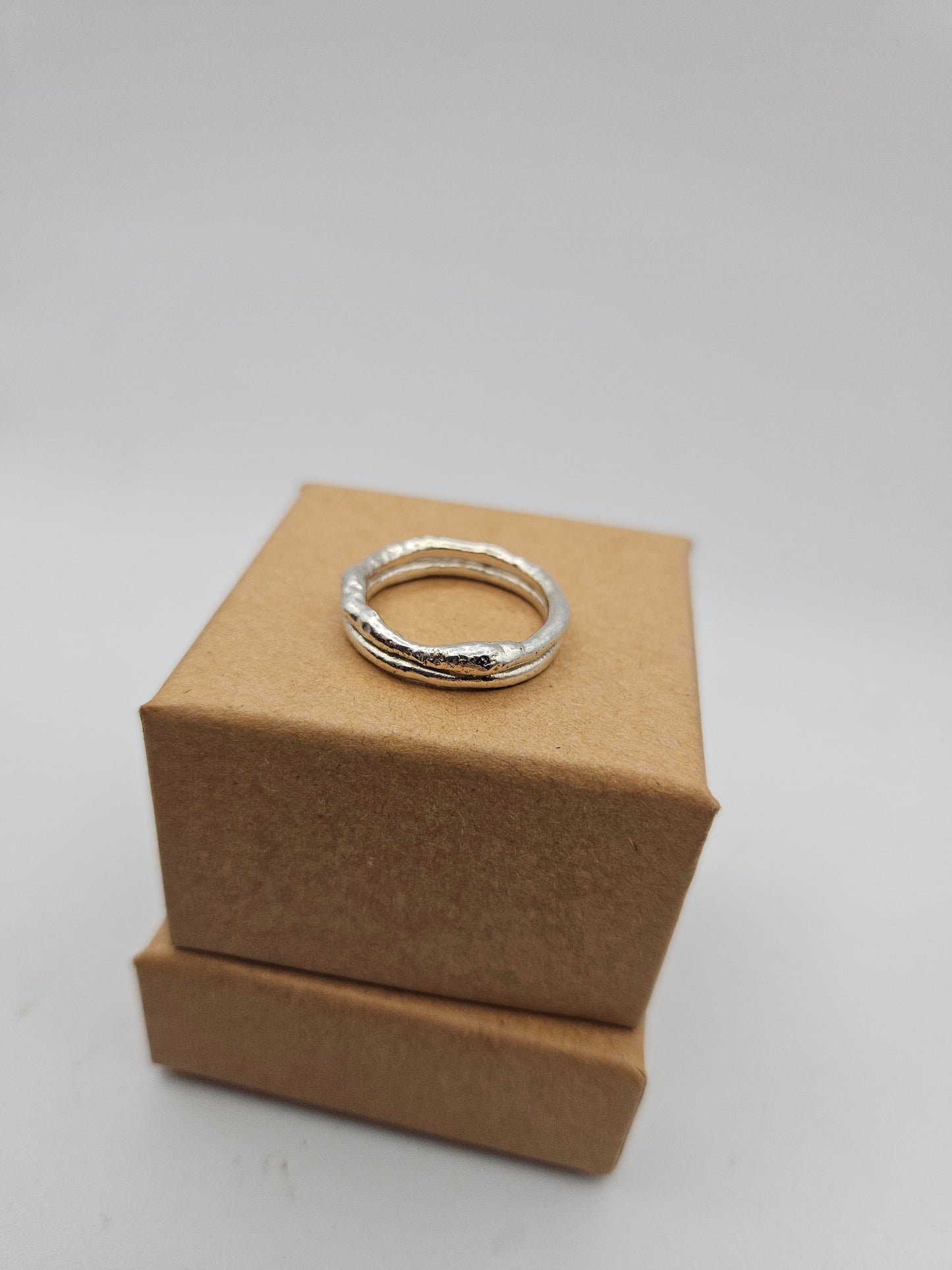 Molten double silver band - Size L