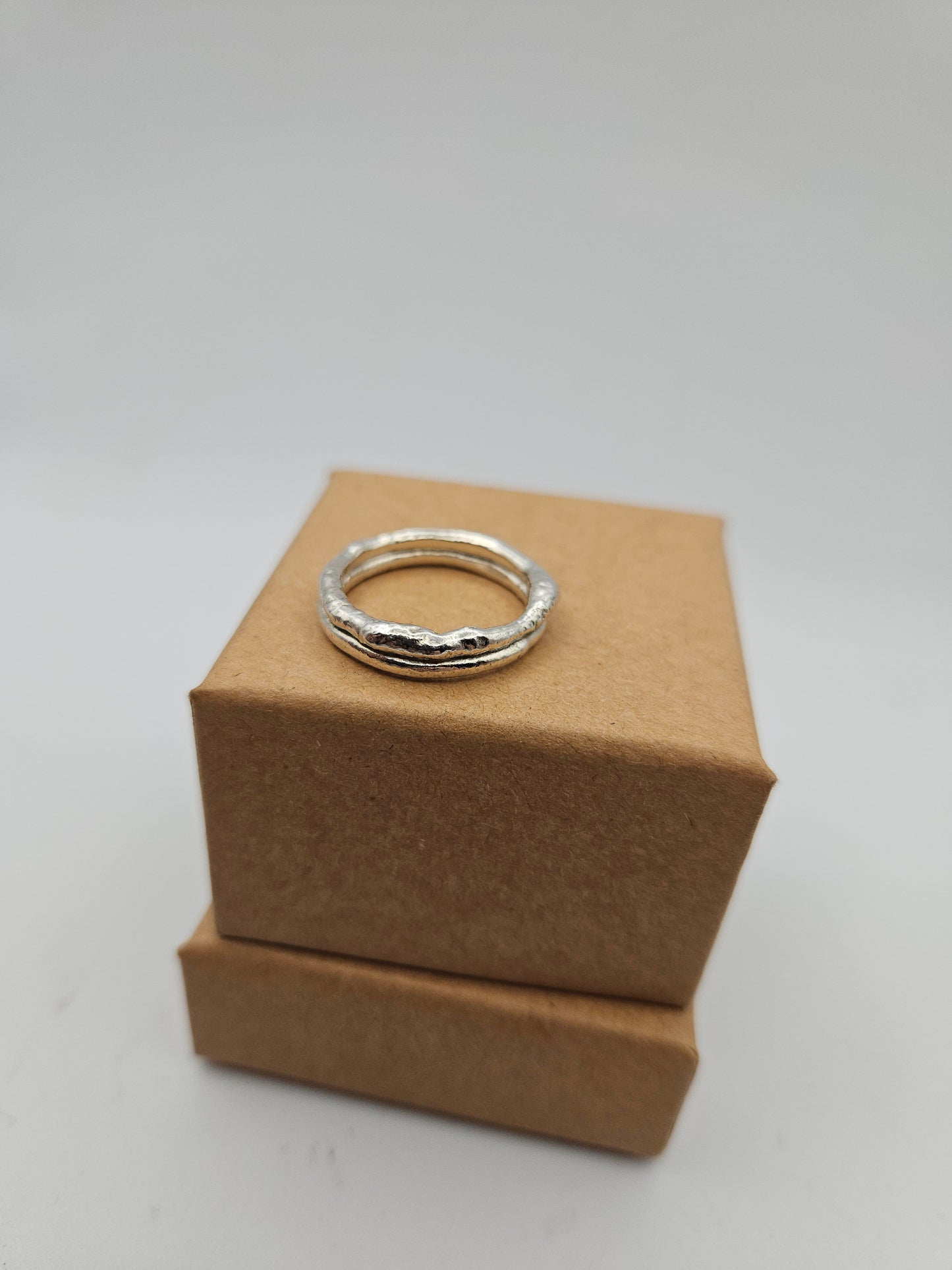 Molten double silver band - Size L