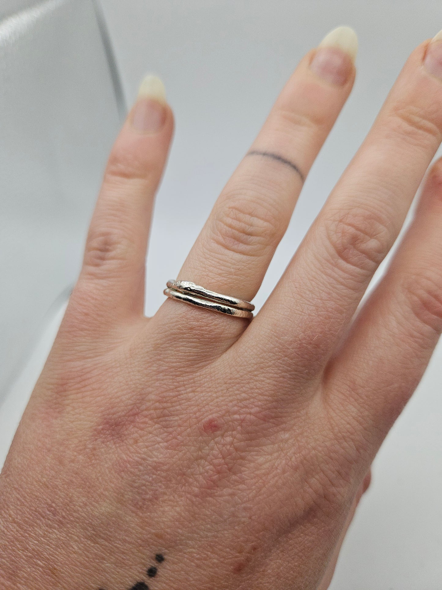 Molten double silver band - Size L