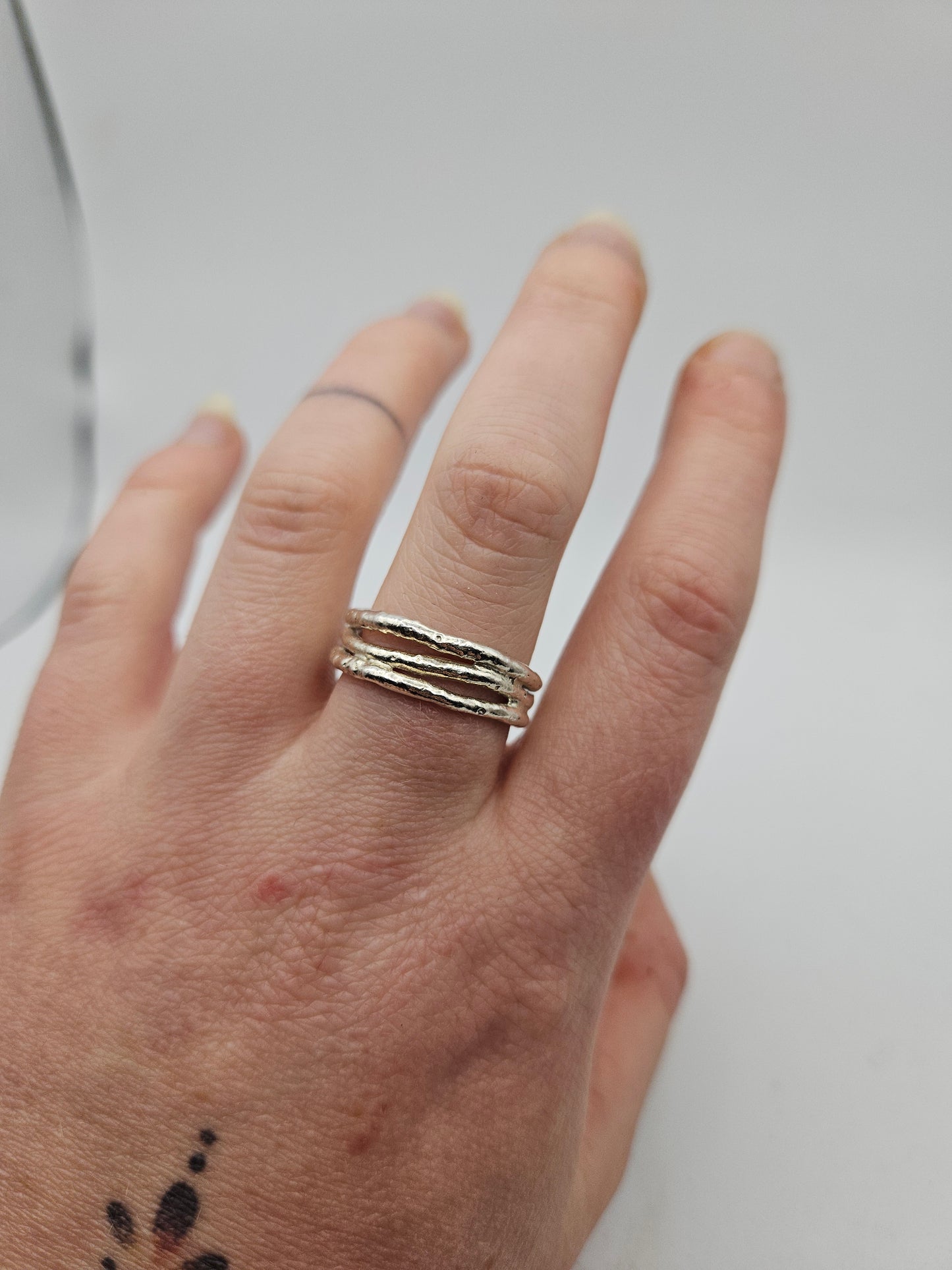 Molten triple silver band - Size O (UK)