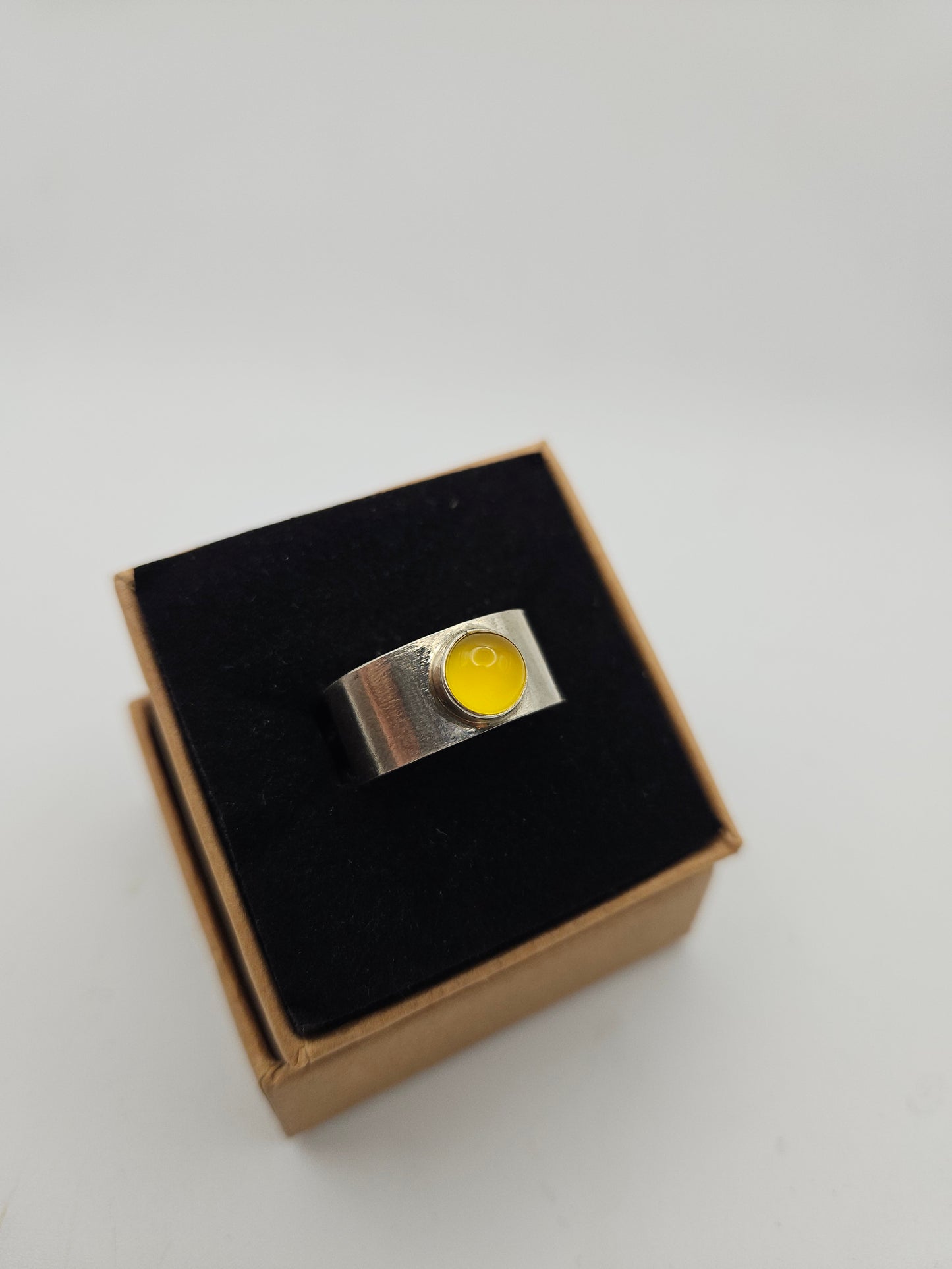 Yellow Chalcedony ring - Size Q