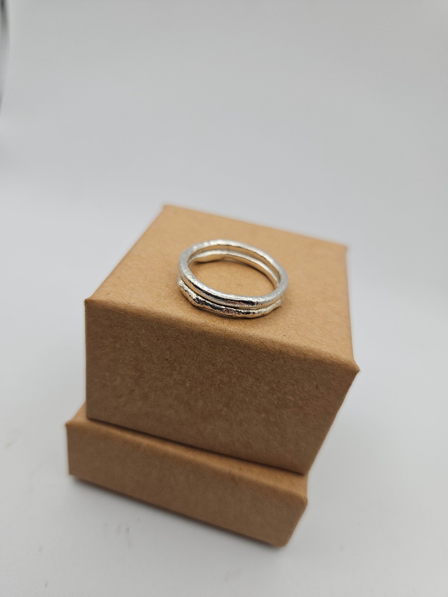 Molten double silver band - Size L