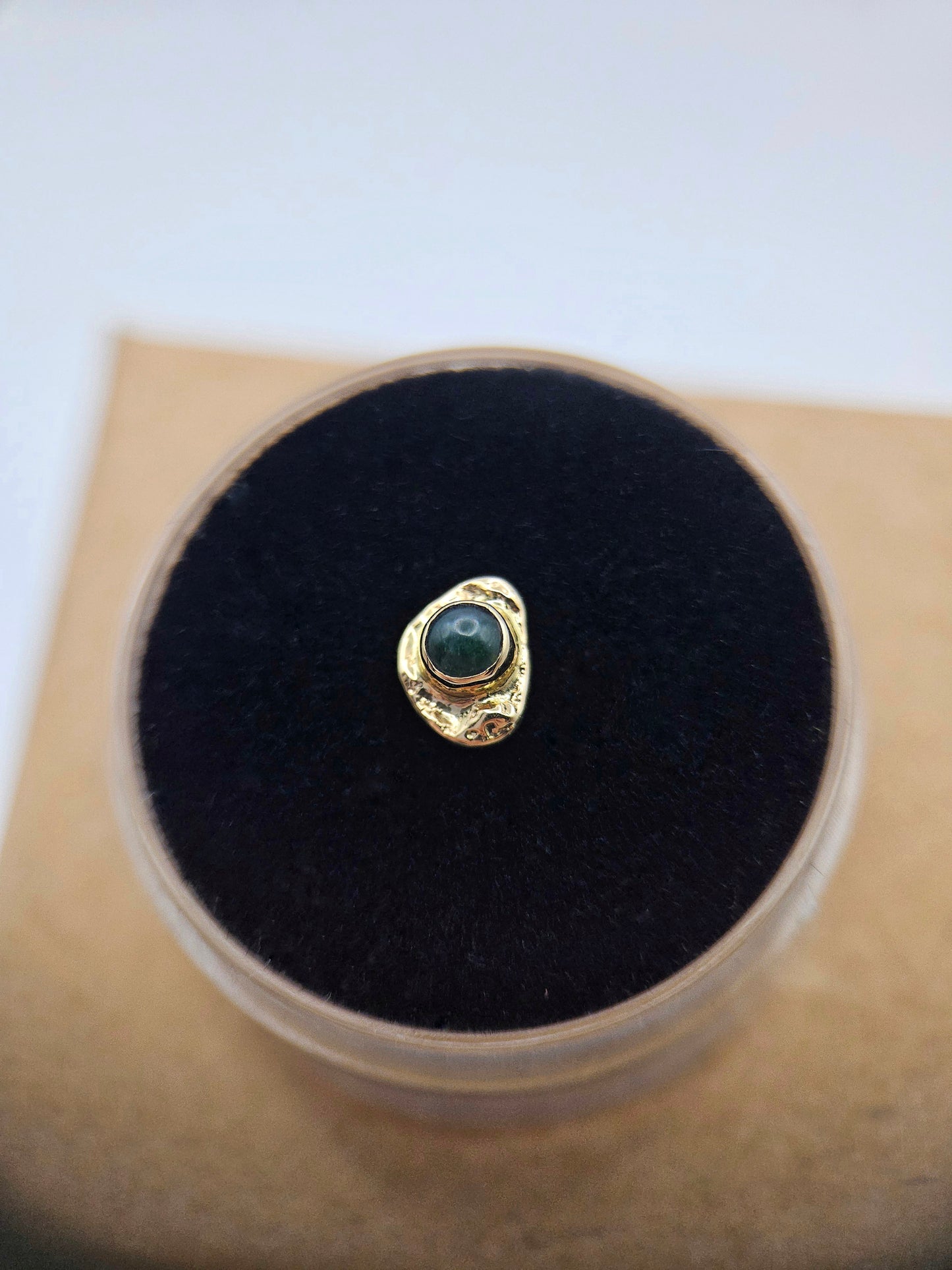 Moss agate - 14ct solid gold threadless end