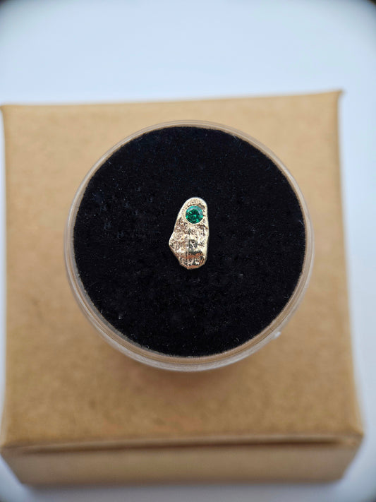 Textured totem - Green CZ, 9ct solid gold threadless end