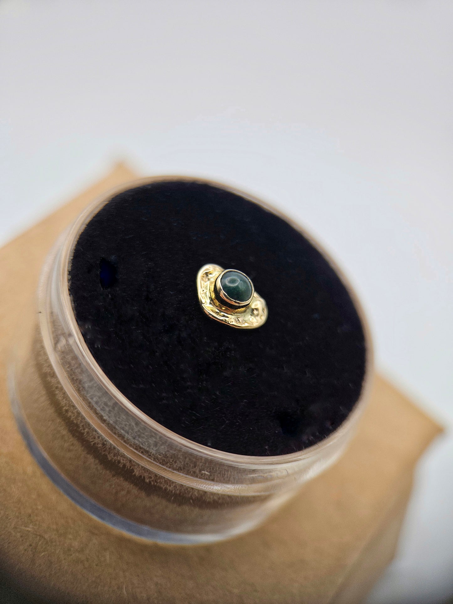 Moss agate - 14ct solid gold threadless end