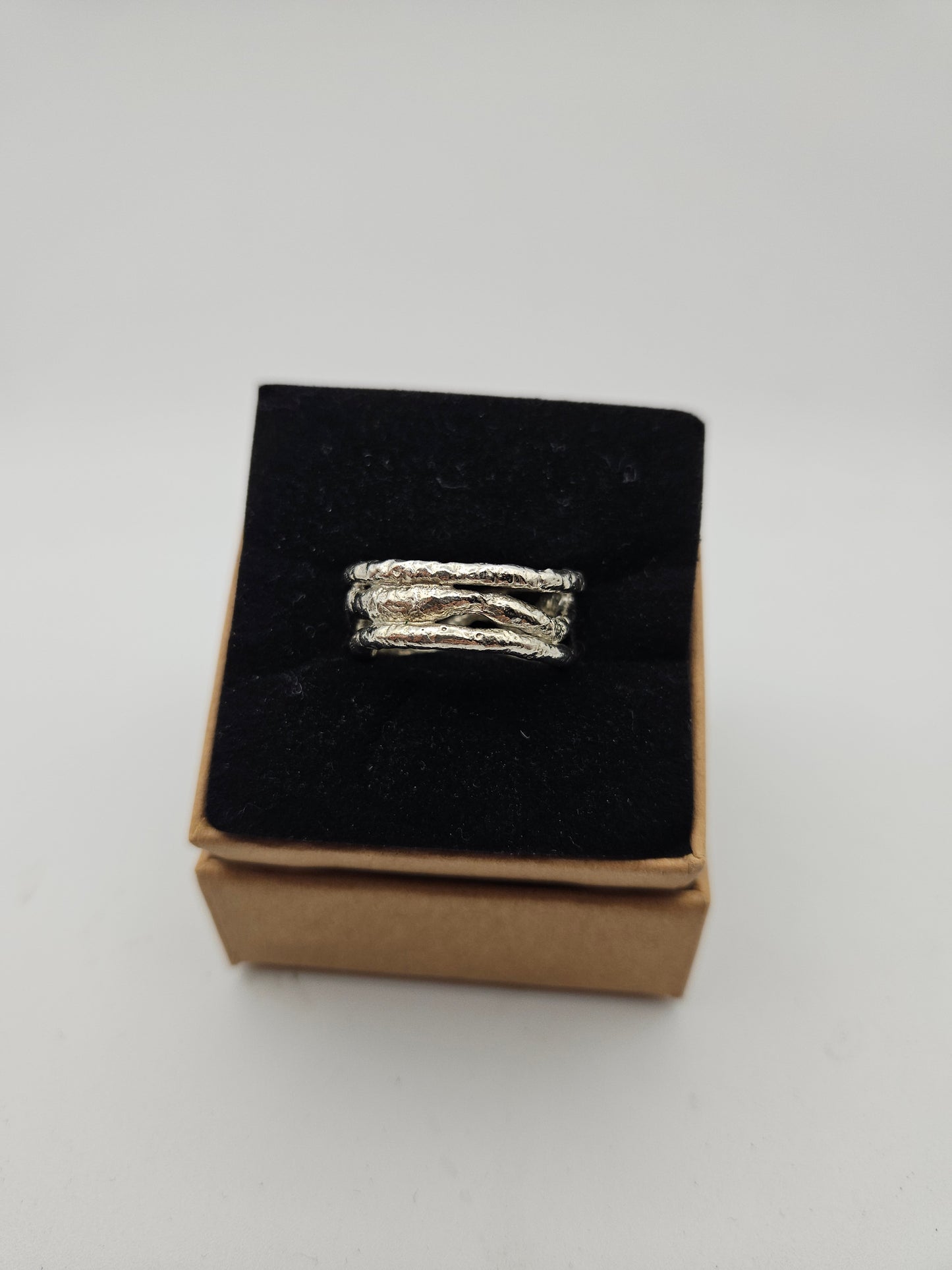 Molten triple silver band - Size L