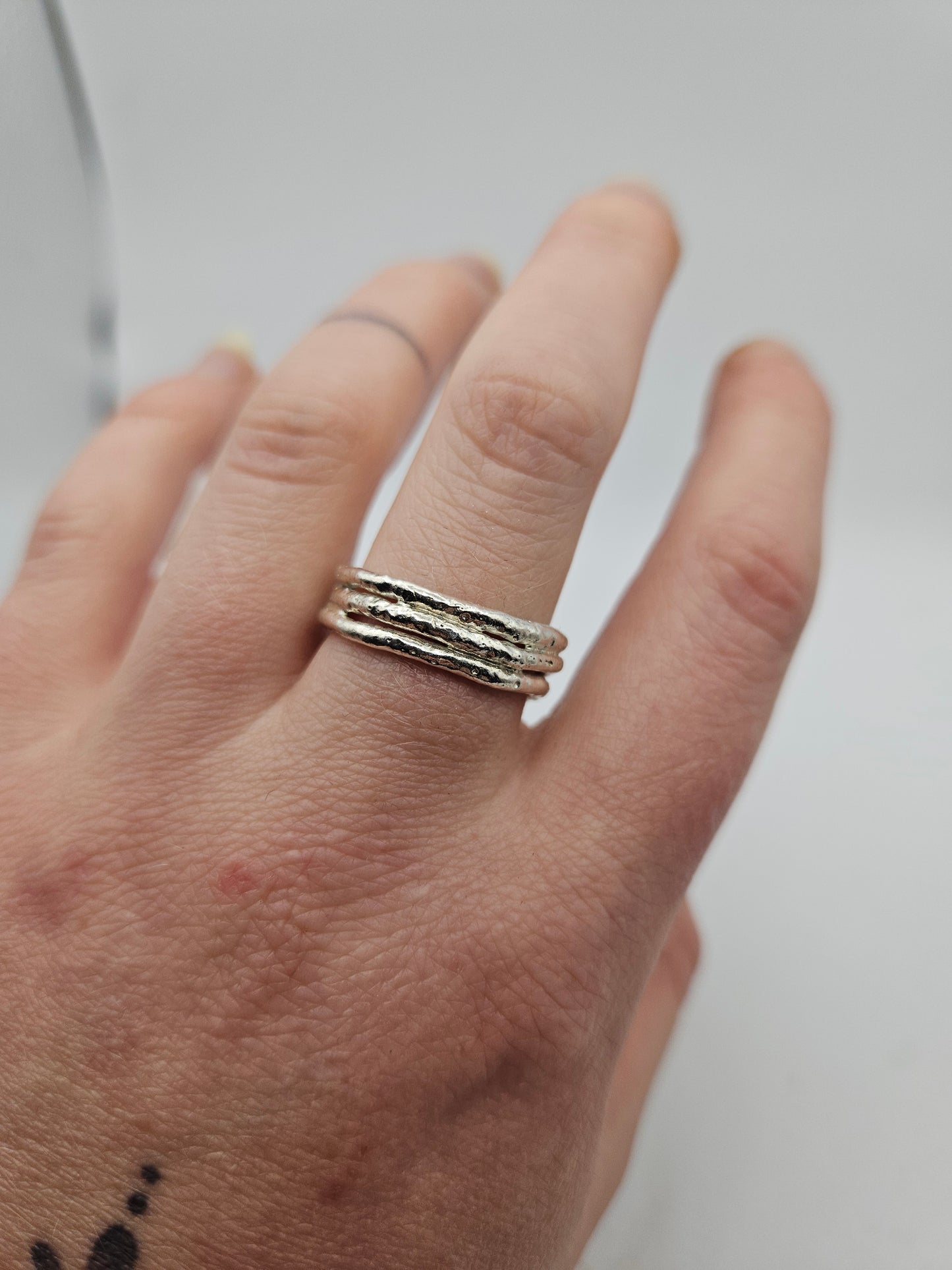 Molten triple silver band - Size O (UK)