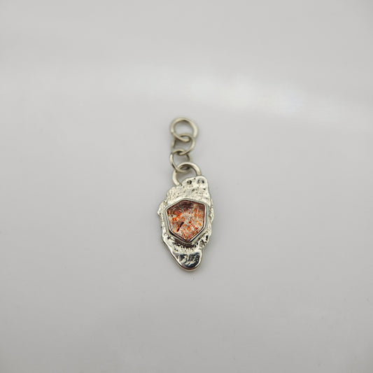 Confetti Sunstone set in solid 9ct white gold  - Charm