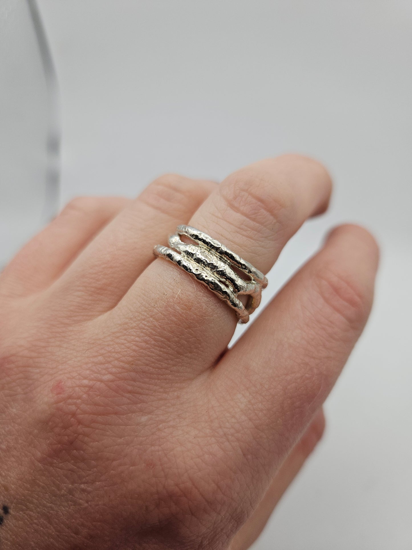 Molten triple silver band - Size L