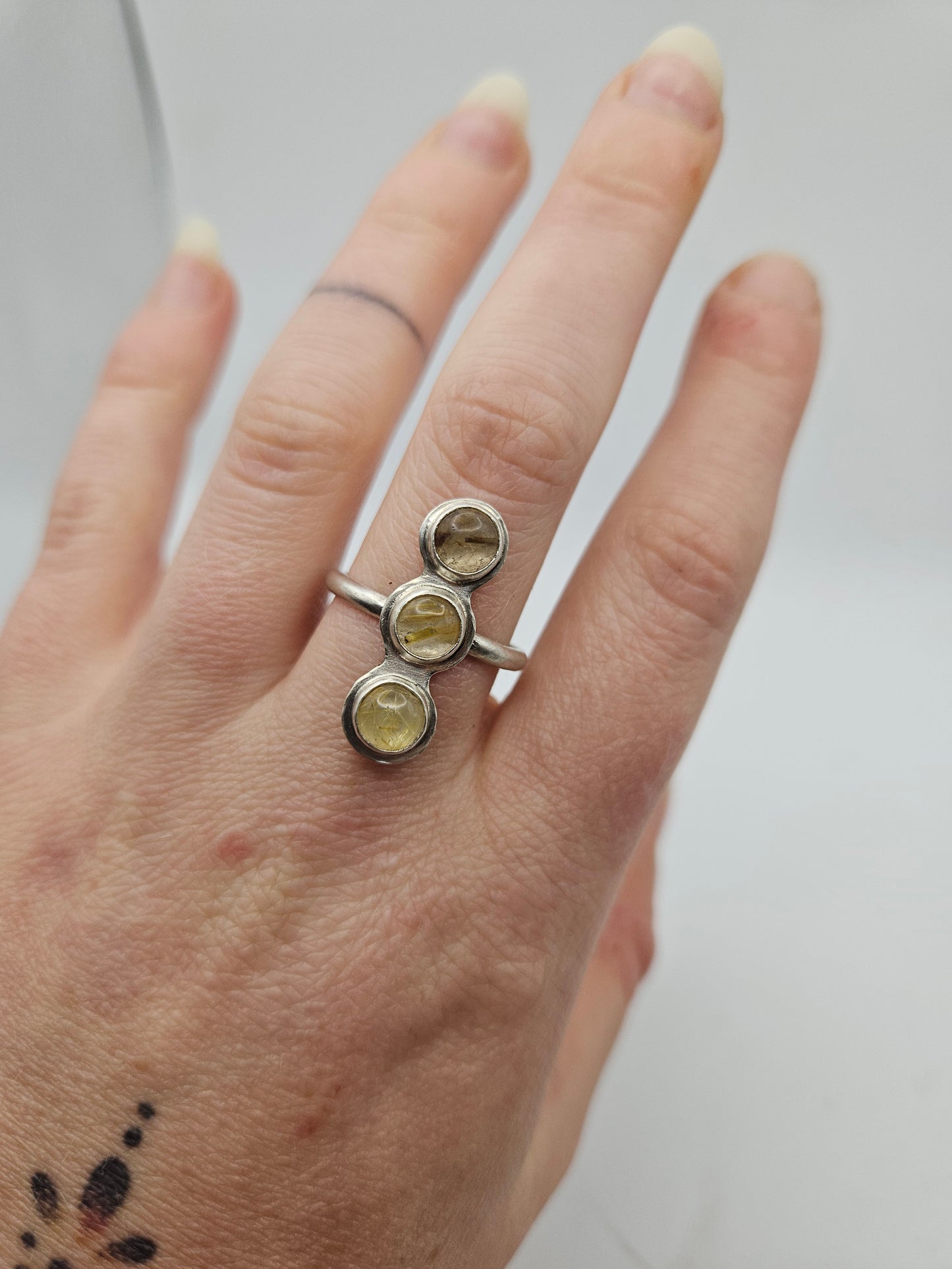 Rutilated Quartz Ring - Size R 3/4