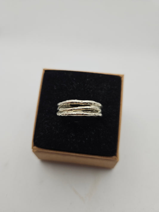 Molten triple silver band - Size O (UK)