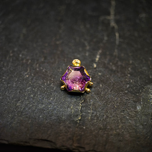 Celestial Starlight- Amethyst set in 14ct solid gold - 14g threaded end.